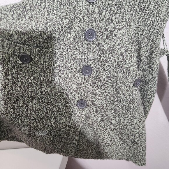 Allison Brittney Sweater Womens Medium Green Marled Belted Cardigan Button Front - Picture 2 of 16